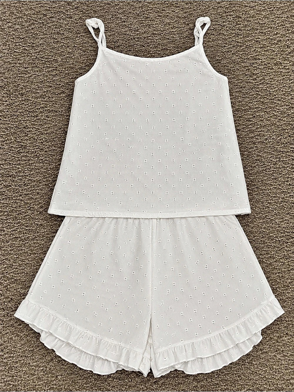 White Eyelet Cami Shorts Set